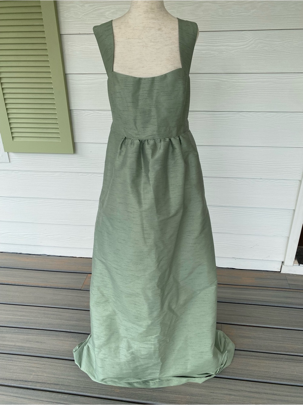 lulakate Wedding Guest Dress Sage Classic Square-Neck Maxi Dress Size 8